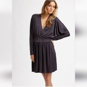 Halston Heritage Gray Long Sleeve V-Neck Dress Like SJP Sex And The City Med M